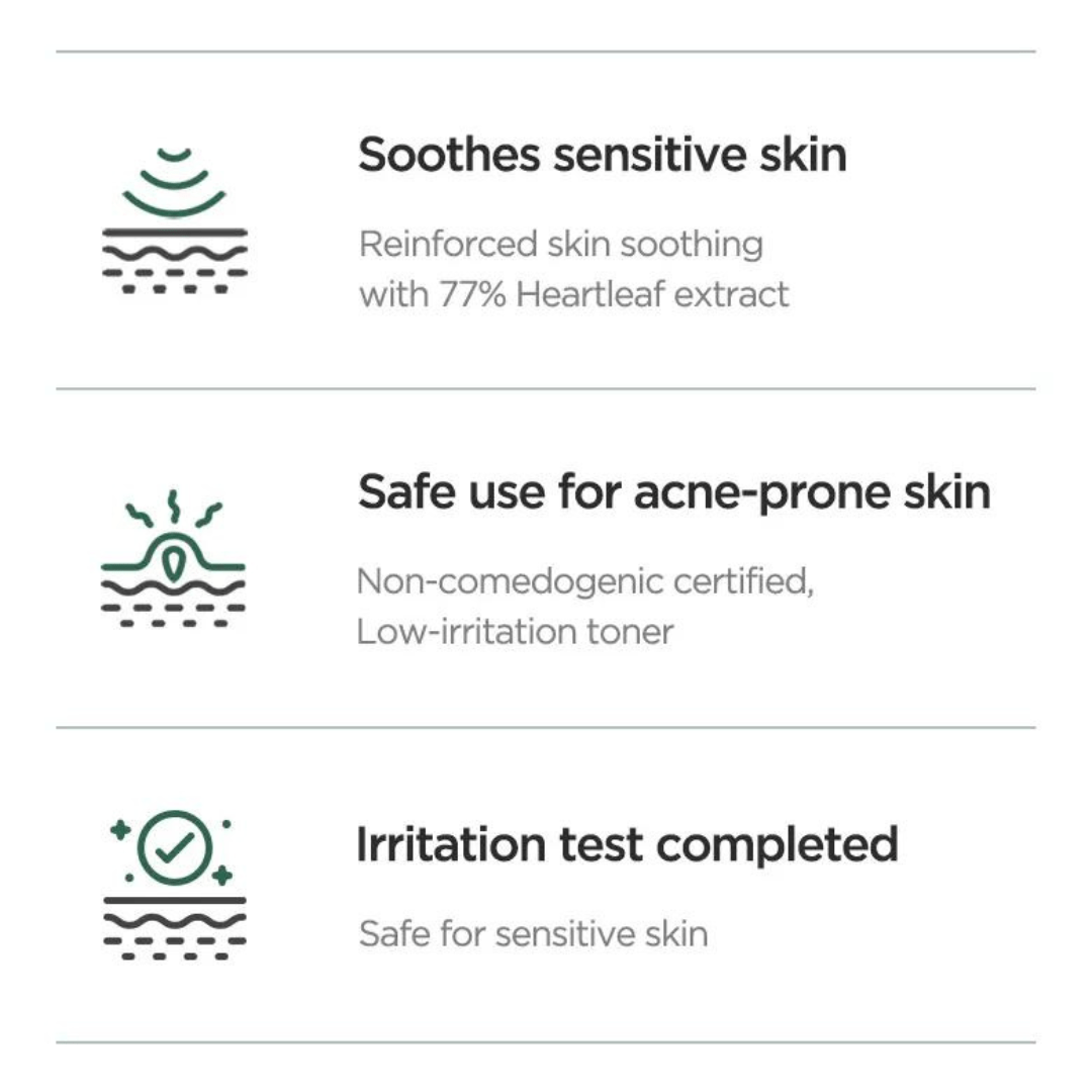 Anua Heartleaf 77% Soothing Toner benefit description