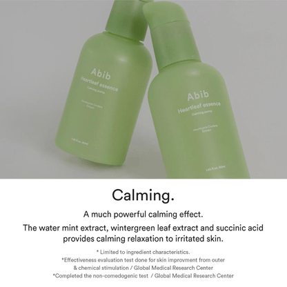 Face Serum Abib Heartleaf Essence Calming Pump green tilt view description