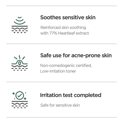 Anua Heartleaf 77% Soothing Toner benefit description