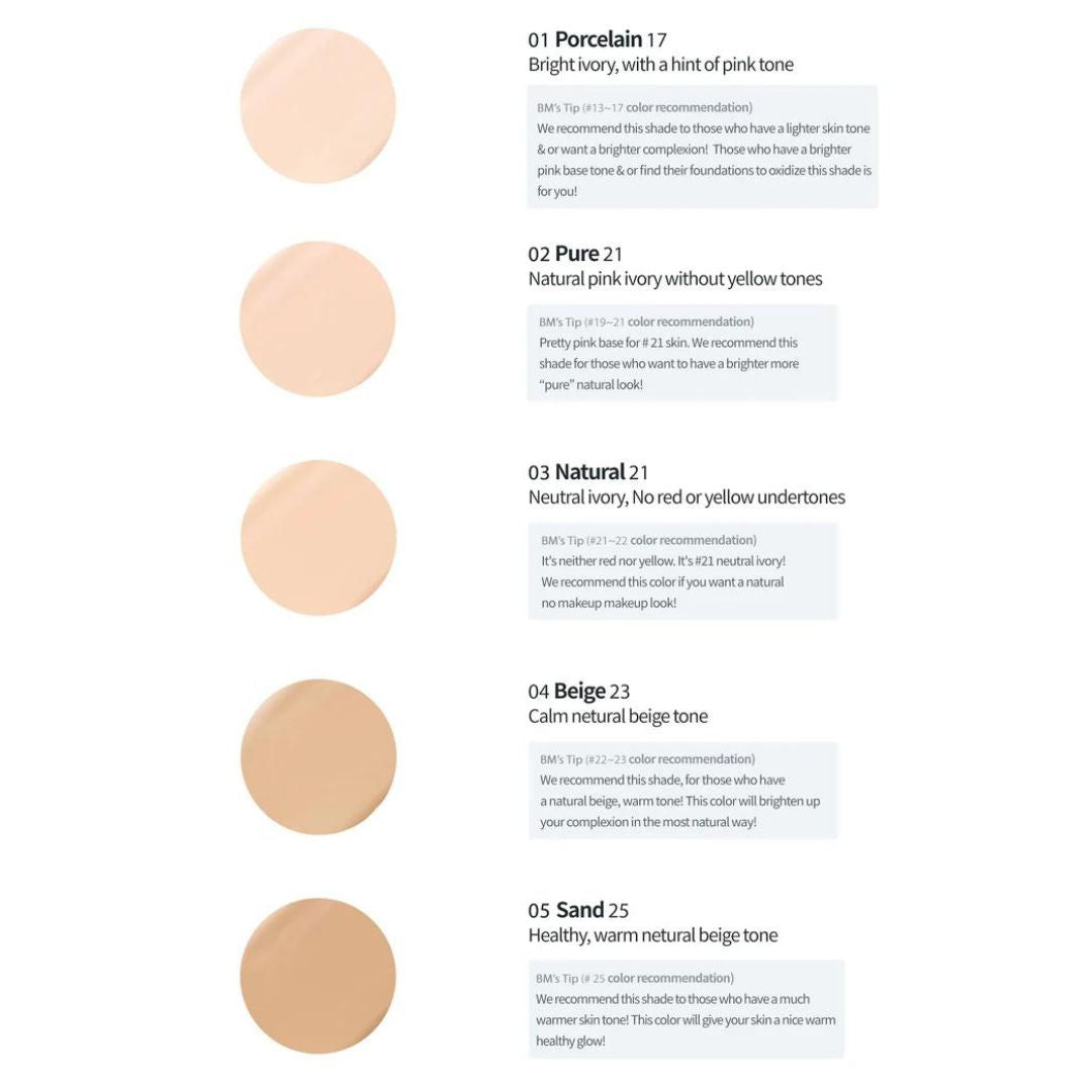 romand cushion face make up pink yellow beige colour